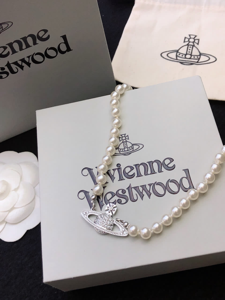 Vivienne Westwood Pearl Necklace with Orb Pendant